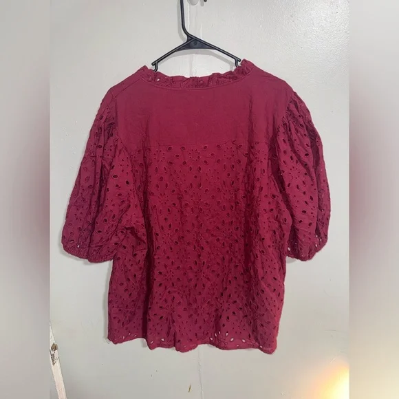 Pretty Garden Lantern Sleeve V Neck Button Lace Embroidered Blouse Sz XXL - Picture 5 of 5